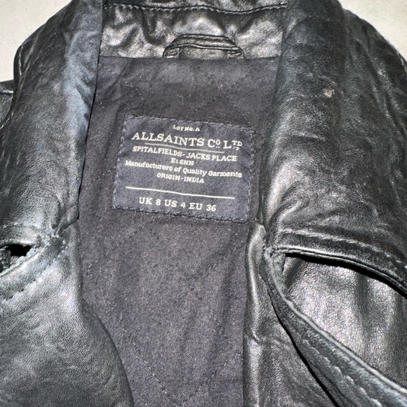 All Saints Black Leather Walker Jacket - Picture 5 of 9
